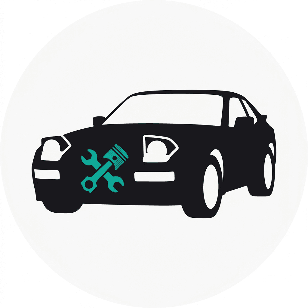 Restrained screenprint Porsche 944 icon with teal wrench and piston symbols