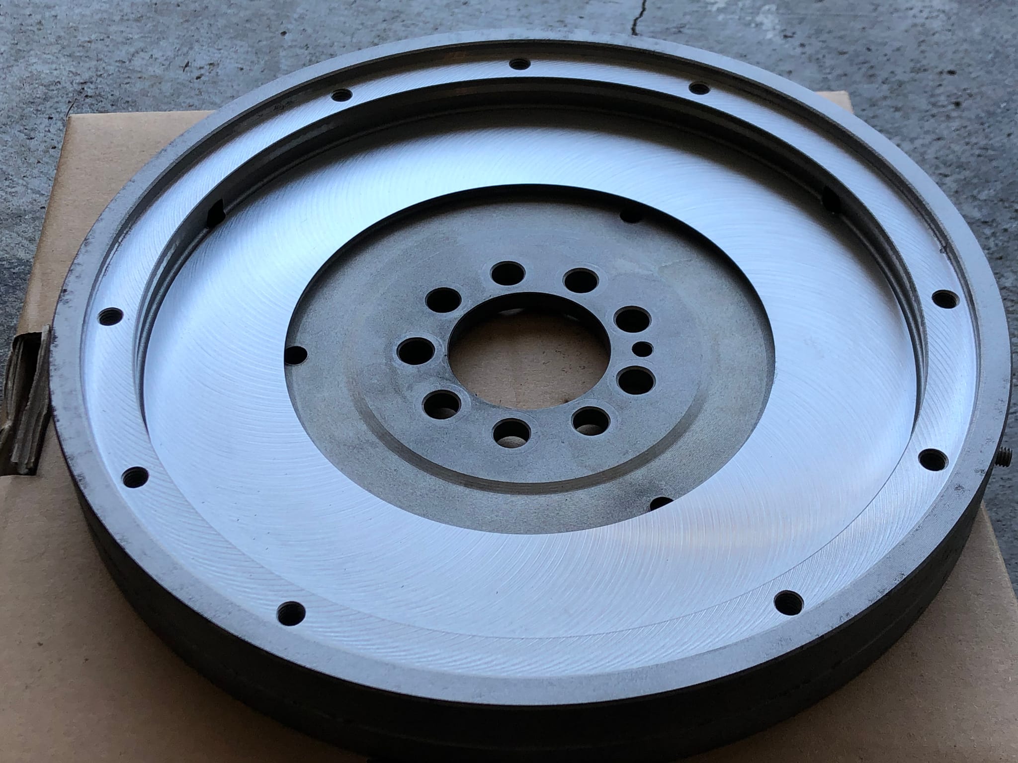 The same flywheel after being machined and resurfaced